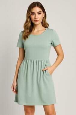 Jessakae Mint Green Dress Size M Short Sleeve Fit and Flare Minimalist